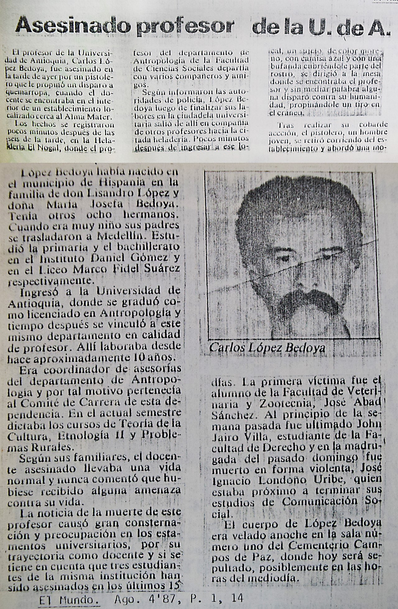 Imágenes vía El Colombiano y Archivo de Prensa de la Secretaría General de la Universidad de Antioquia