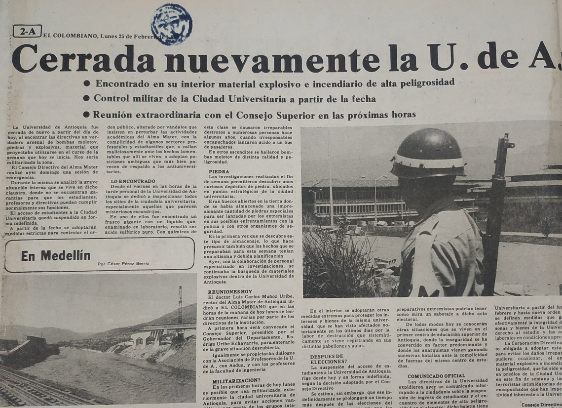 Fotografía tomada de la edición del 25 de febrero de 1980 del periódico El Colombiano.