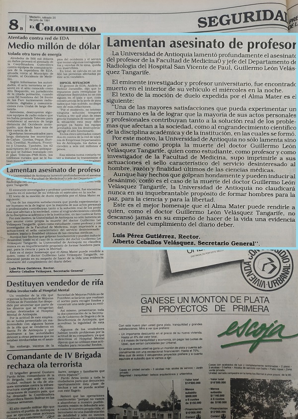 Fotografías tomadas de la edición del 20 de julio de 1991 del periódico El Colombiano.