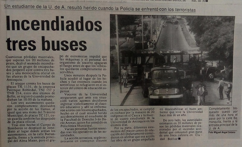 Fotografías tomadas de la edición del 20 de agosto de 1991 del periódico El Colombiano.