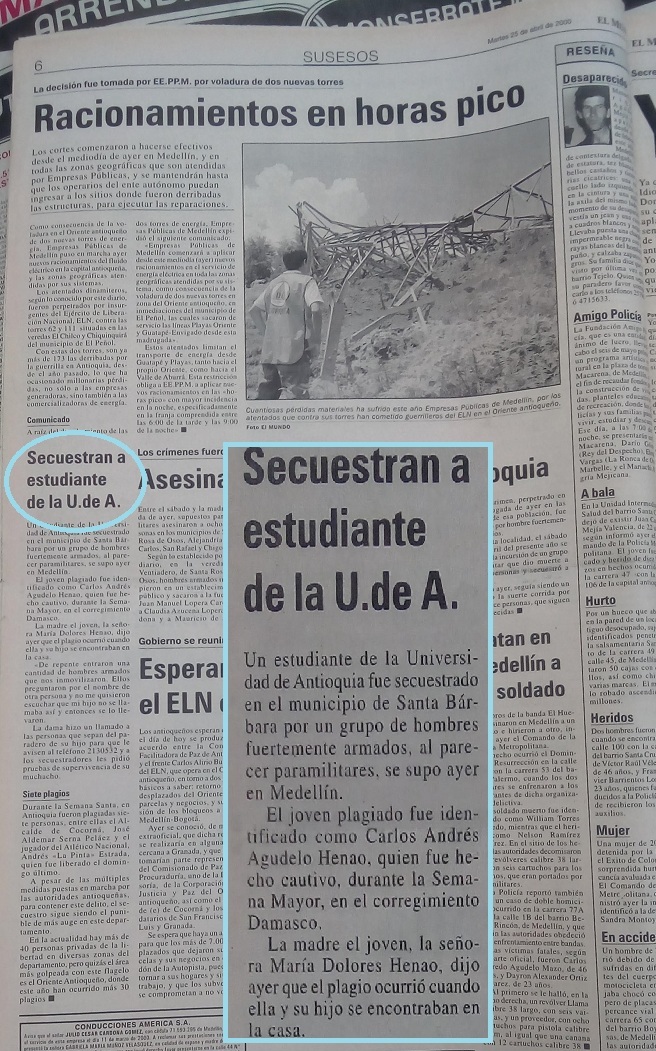 Fotografía tomada de la edición del 25 de abril del 2000 del periódico El Mundo