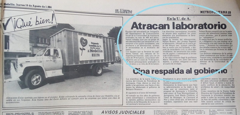 Fotografía tomada de la edición del 16 de agosto de 1984 del periódico El Mundo.