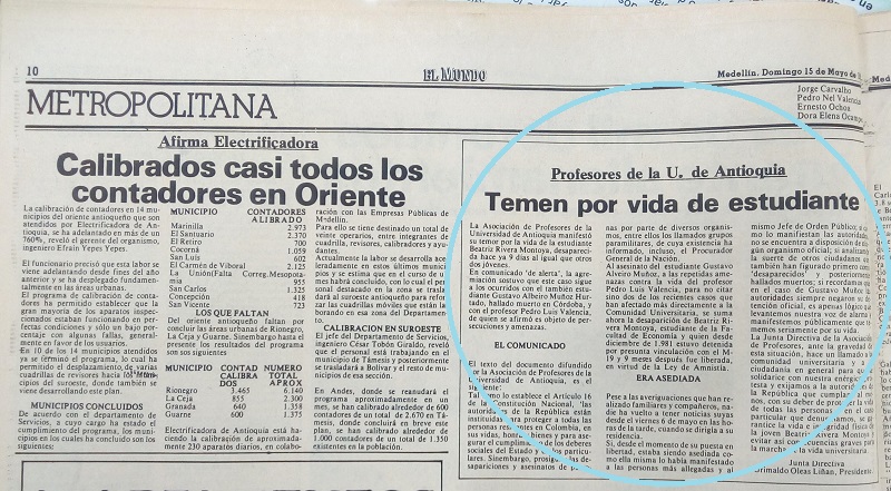 Fotografía tomada de la edición del 15 de mayo de 1983 del periódico El Mundo.