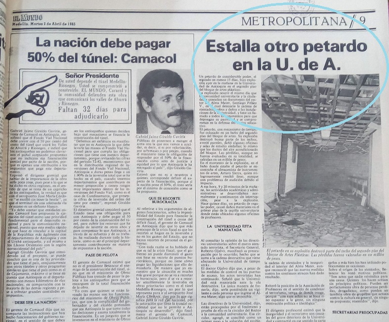 Fotografía tomada de la edición del 2 de abril de 1985 del periódico El Mundo.