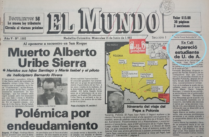 Fotografías tomadas de la edición del 15 de junio de 1983 del periódico El Mundo.