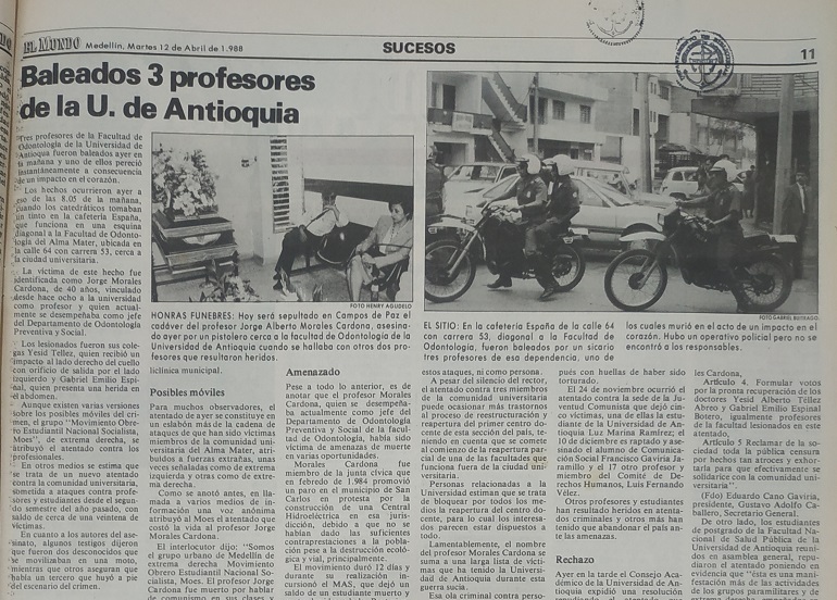Fotografía tomada de la edición del 12 de abril de 1988 del periódico El Mundo.