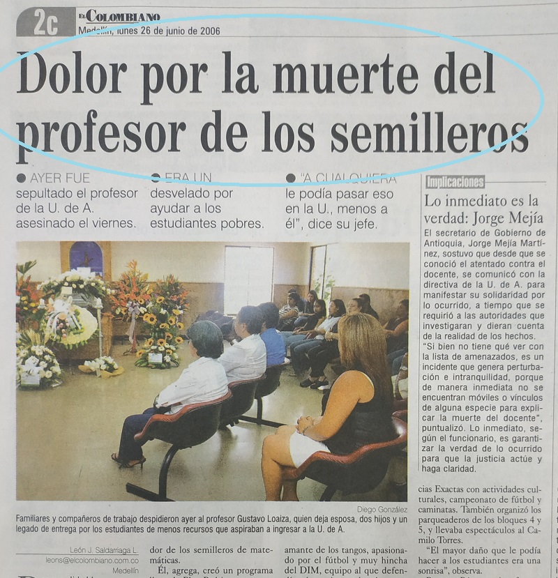 Fotografía tomada de la edición del 26 de junio de 2006 de El Colombiano.