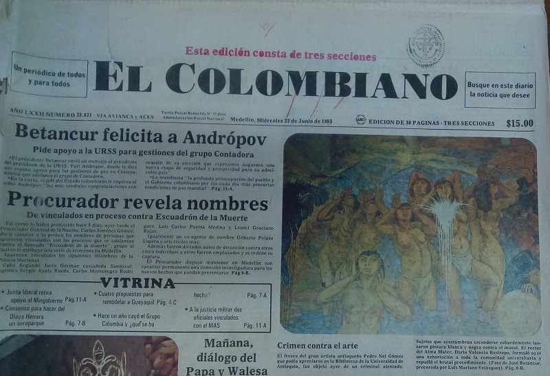 Fotografía tomada de la edición del 22 de junio de 1983 del periódico El Colombiano.