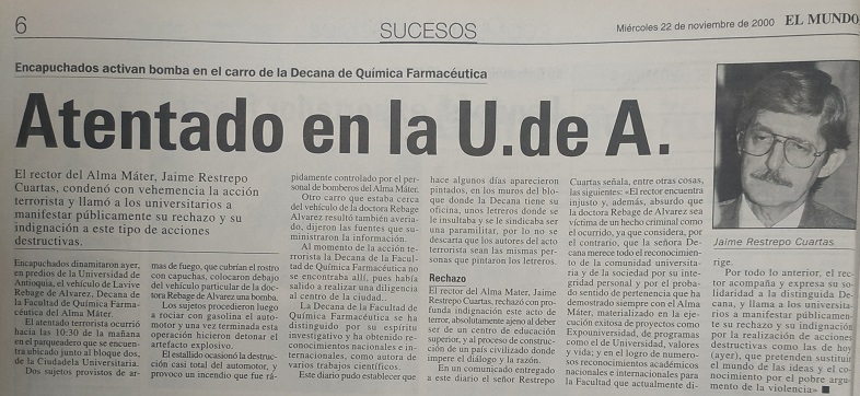 Fotografía tomada de la edición del 22 de noviembre del 2000 del periódico El Mundo.