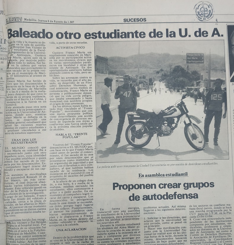 Fotografía tomada de la edición del 6 de agosto de 1987 del periódico El Mundo.