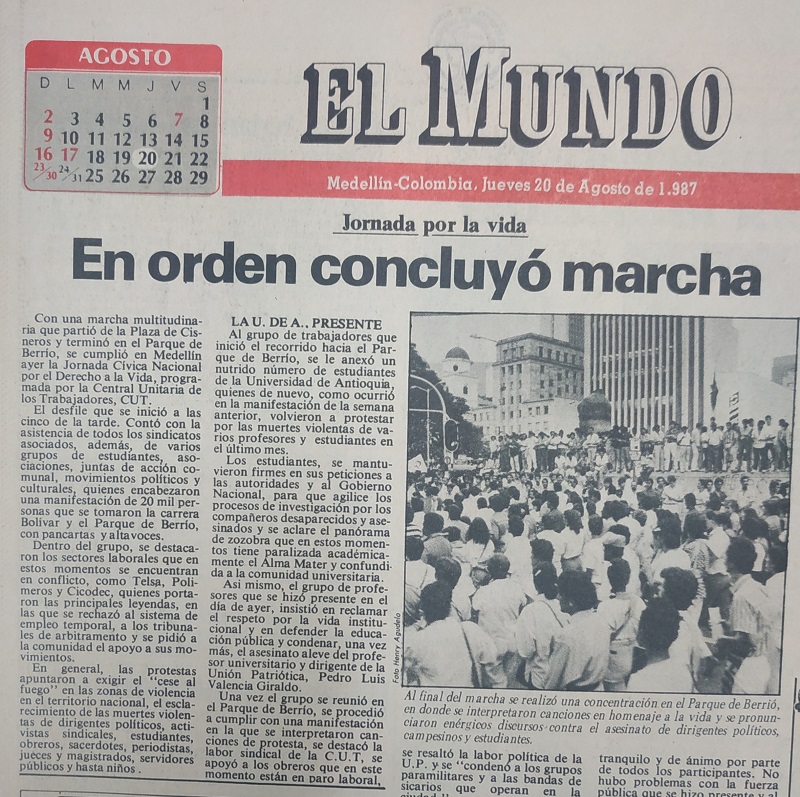 Fotografía tomada de la edición del 20 de agosto de 1987 del periódico El Mundo.