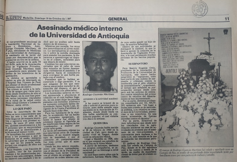 Fotografía tomada de la edición del 18 de octubre 1987 del periódico El Colombiano.