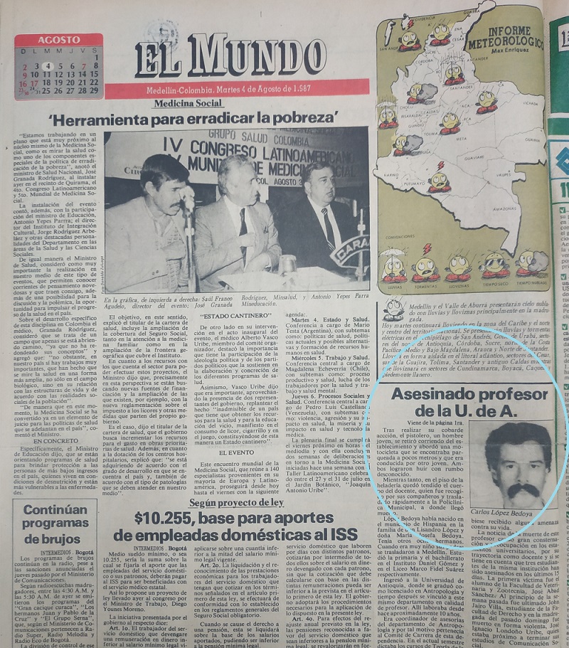Fotografía tomada de la edición del 4 de agosto de 1987 del periódico El Mundo.