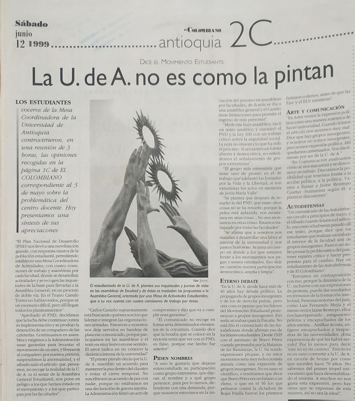 Fotografía tomada de la edición del 12 de junio de 1999 del periódico El Colombiano.