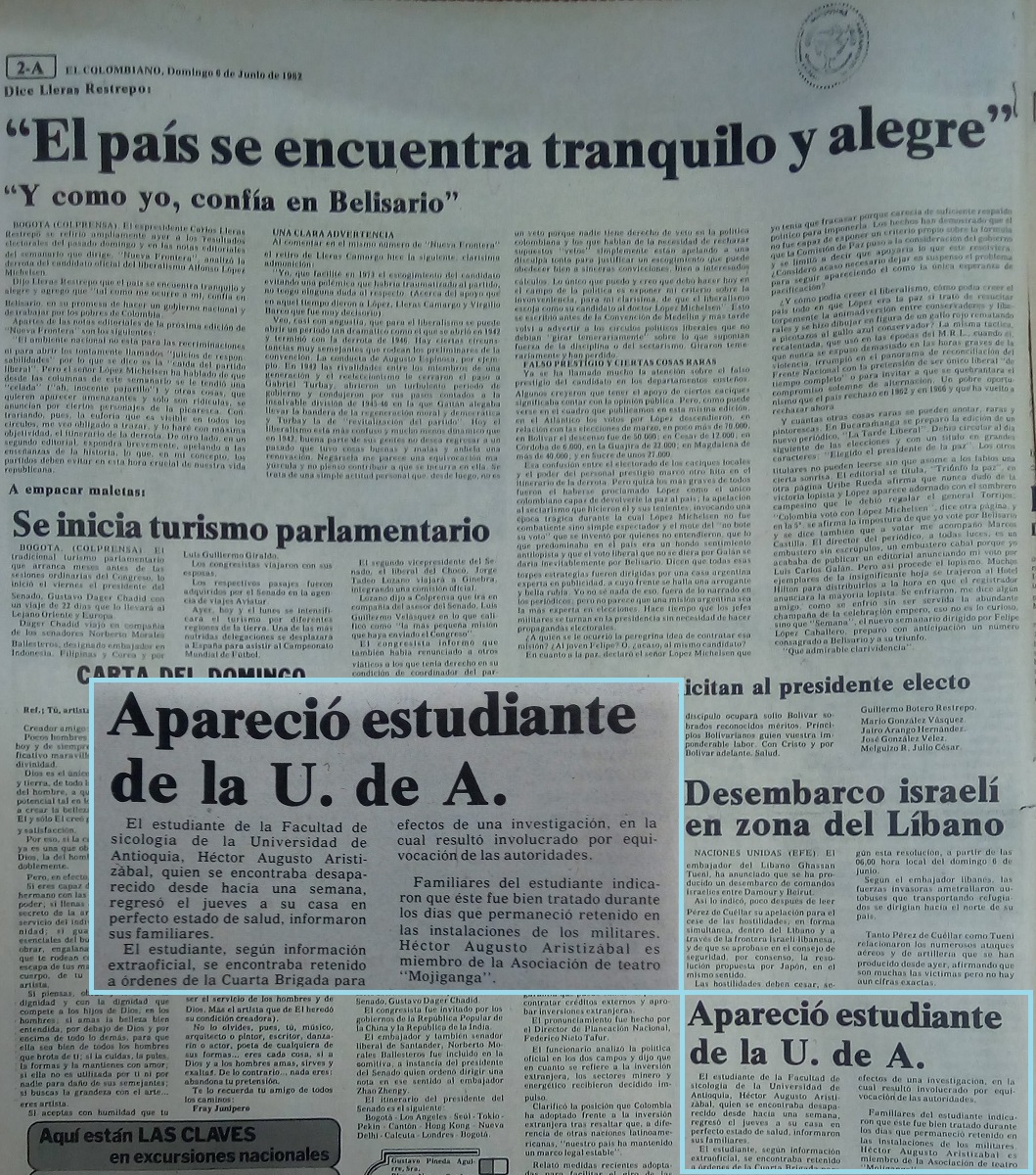 Fotografías tomadas de la edición del 6 de junio de 1982 del periódico El Colombiano