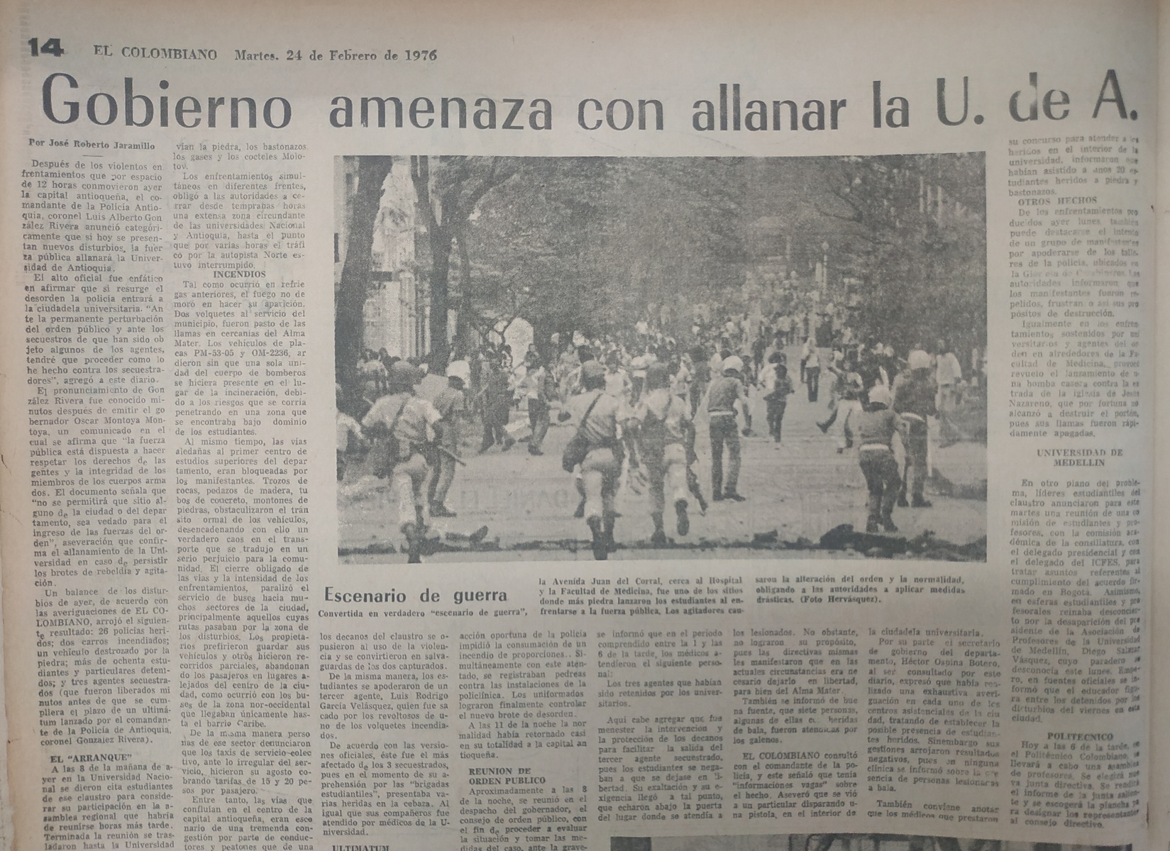 Fotografías tomadas de la edición del 24 de febrero de 1976 del periódico El Colombiano 