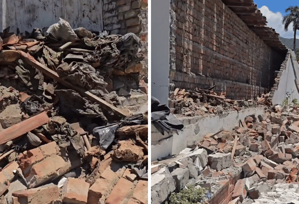 Afectaciones en el cementerio de Roldanillo tras el sismo.